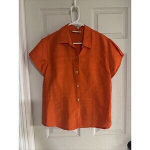 Daisy Silk Elegant Orange Blouse, size 14. Great Fall Color 100 % Silk